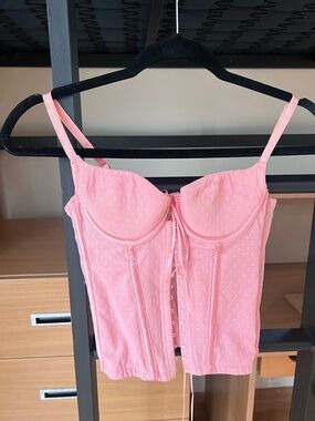 Pink Lace-Up Bustier Corset Top